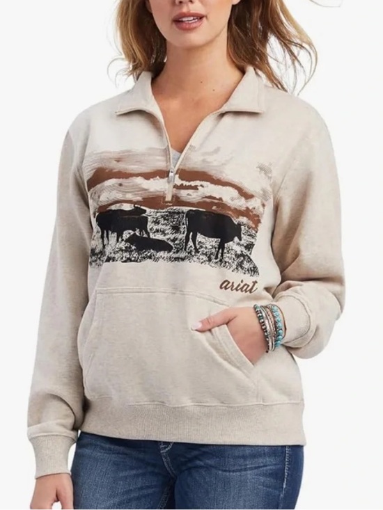 Ariat Tops - Ariat REAL Scenic 1/2 Zip Sweatshirt Size Small Western Ranch Graphic Pullover